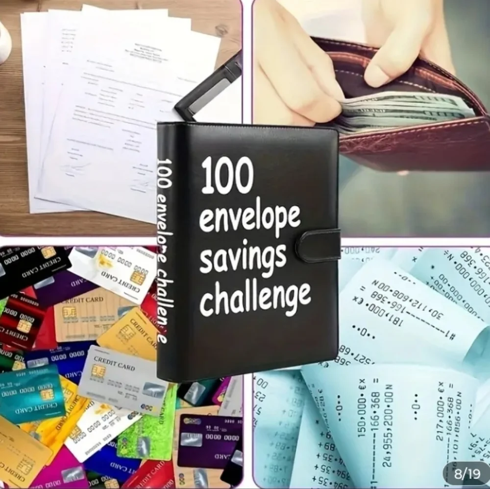 Budget Planner 100 Envelope Savings Challenge Binder - Light Blue